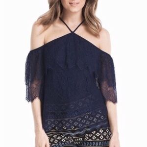 White House Black Market Navy blue sexy lace top